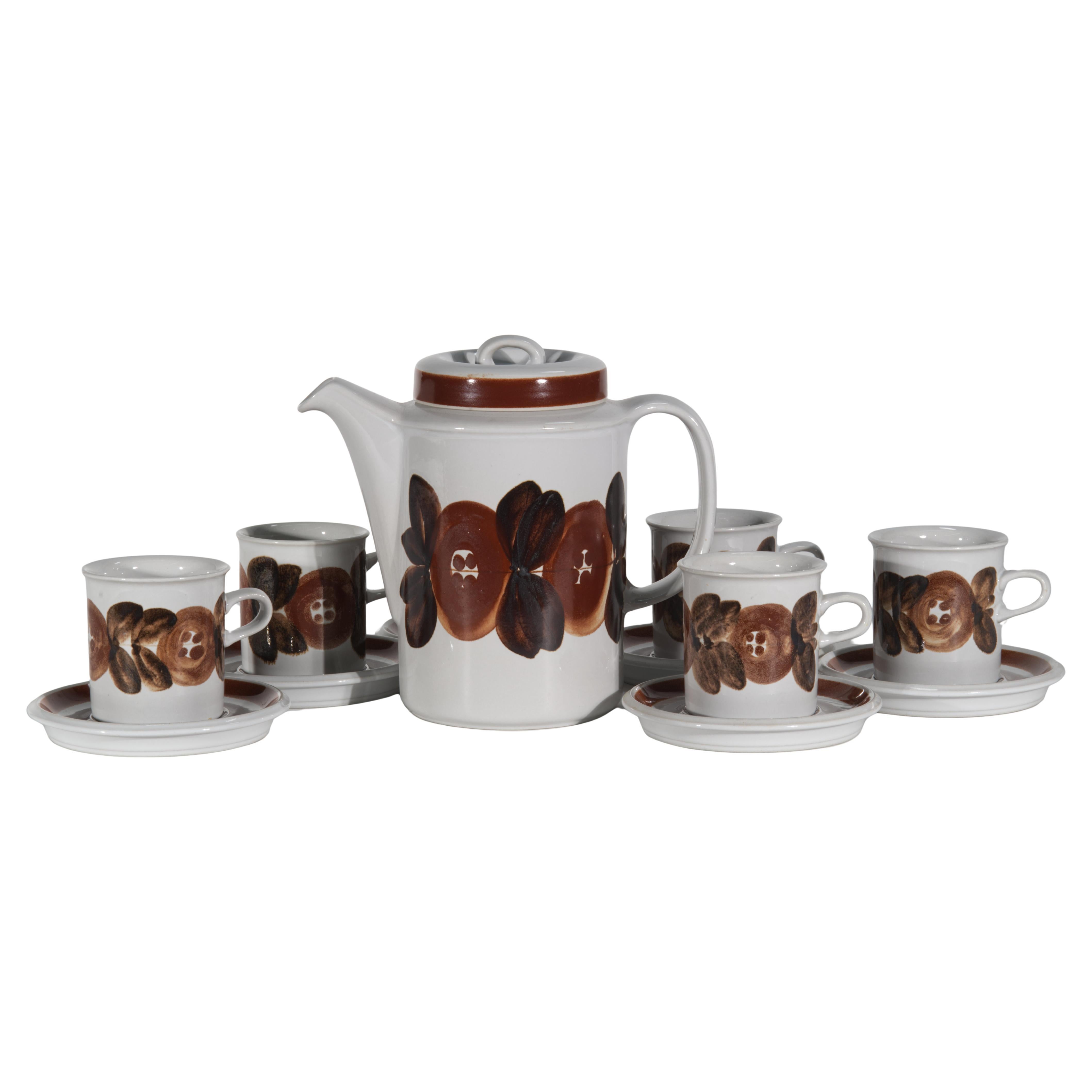Ulla Procopé pour Arabia Service à café Rosmarin pour 6 et cafetière, 1960s en vente