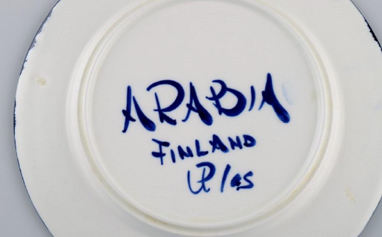 Scandinavian Modern Ulla Procope for Arabia, Three Valencia Plates in Hand-Painted Porcelain