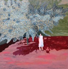 Young Woman Waiting (pattern, abstract, impressionist, figure, landscape)