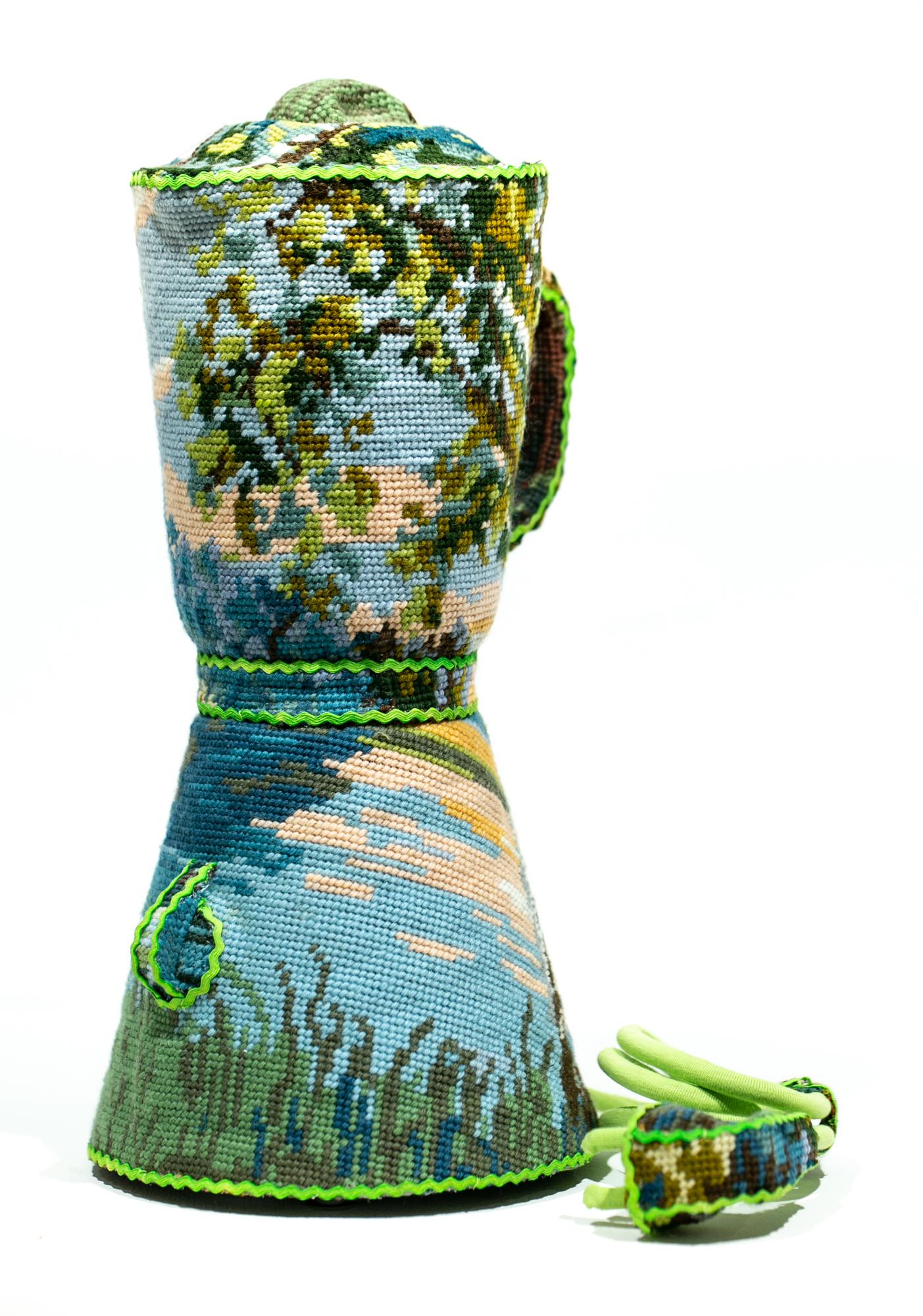 "Blender", Found Object Sculpture, Needlepoint Embroidery, Textile Art