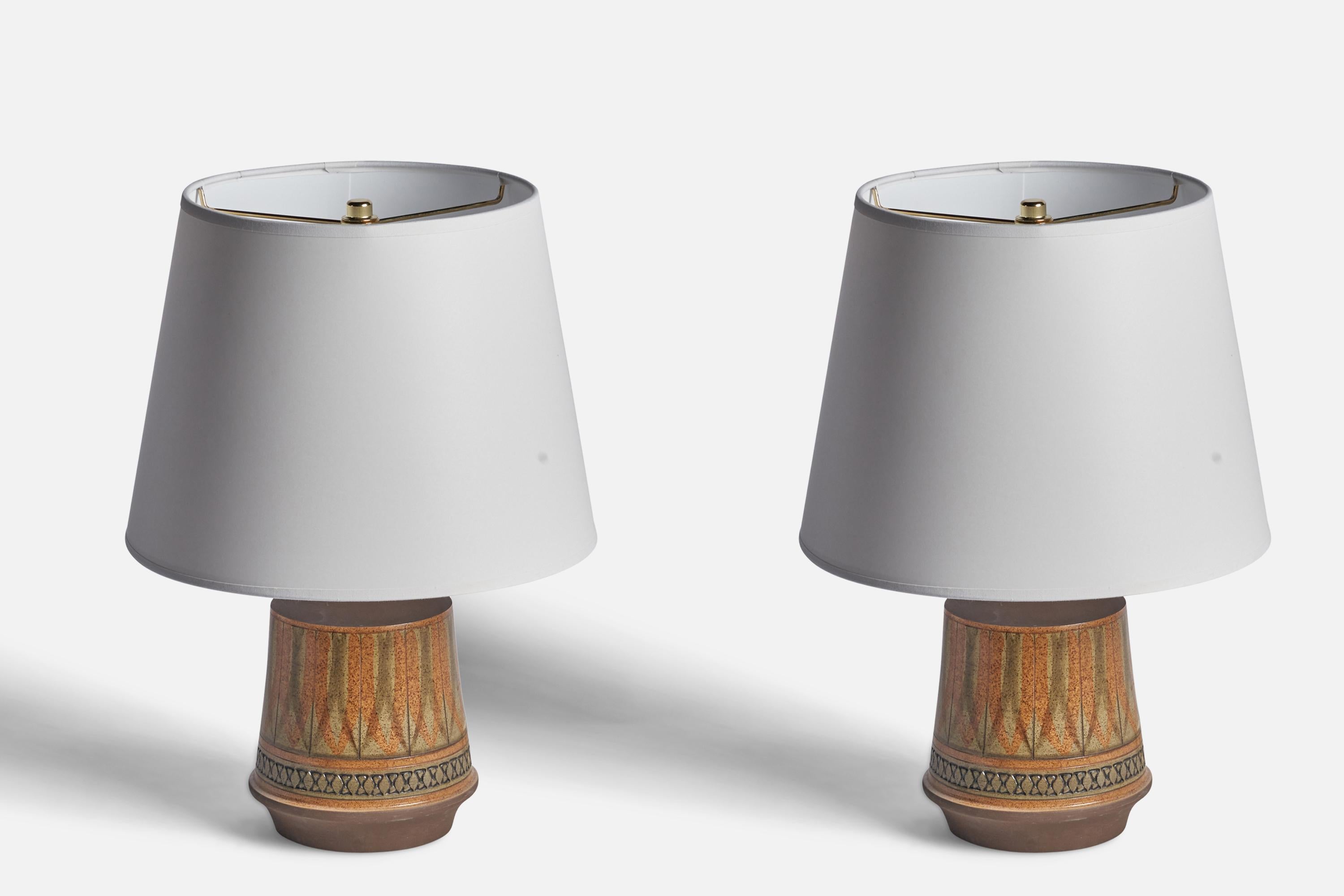 Mid-Century Modern Ulla Winbladh, Table Lamps, Stoneware, Sweden, 1960s For Sale