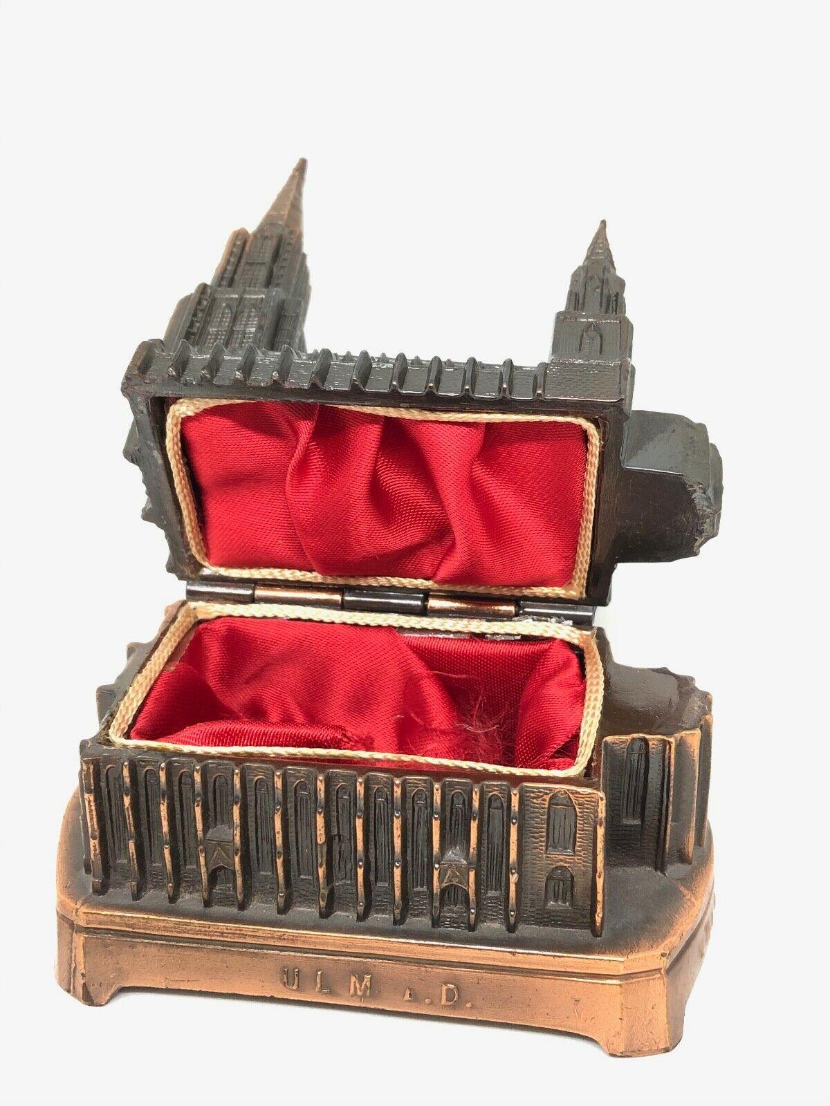 Ulm Minster Church Jewelry Trinket Box Metal, Vintage German Souvenir, 1950s For Sale 1