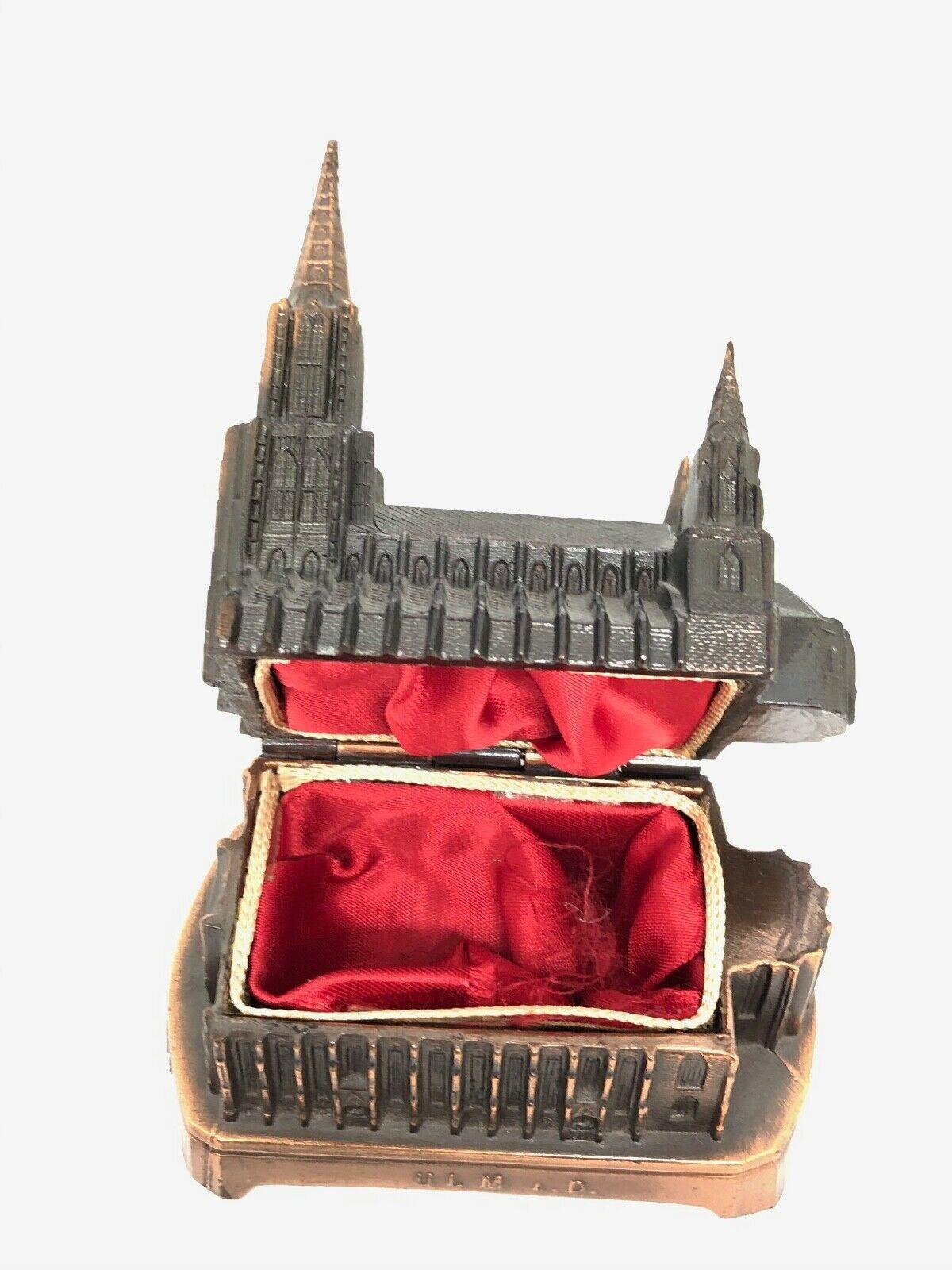 Ulm Minster Church Jewelry Trinket Box Metal, Vintage German Souvenir, 1950s For Sale 2