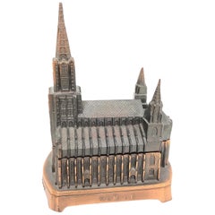 Boîte à bijoux d'église Ulm Minster en métal, Souvenir allemand vintage, années 1950