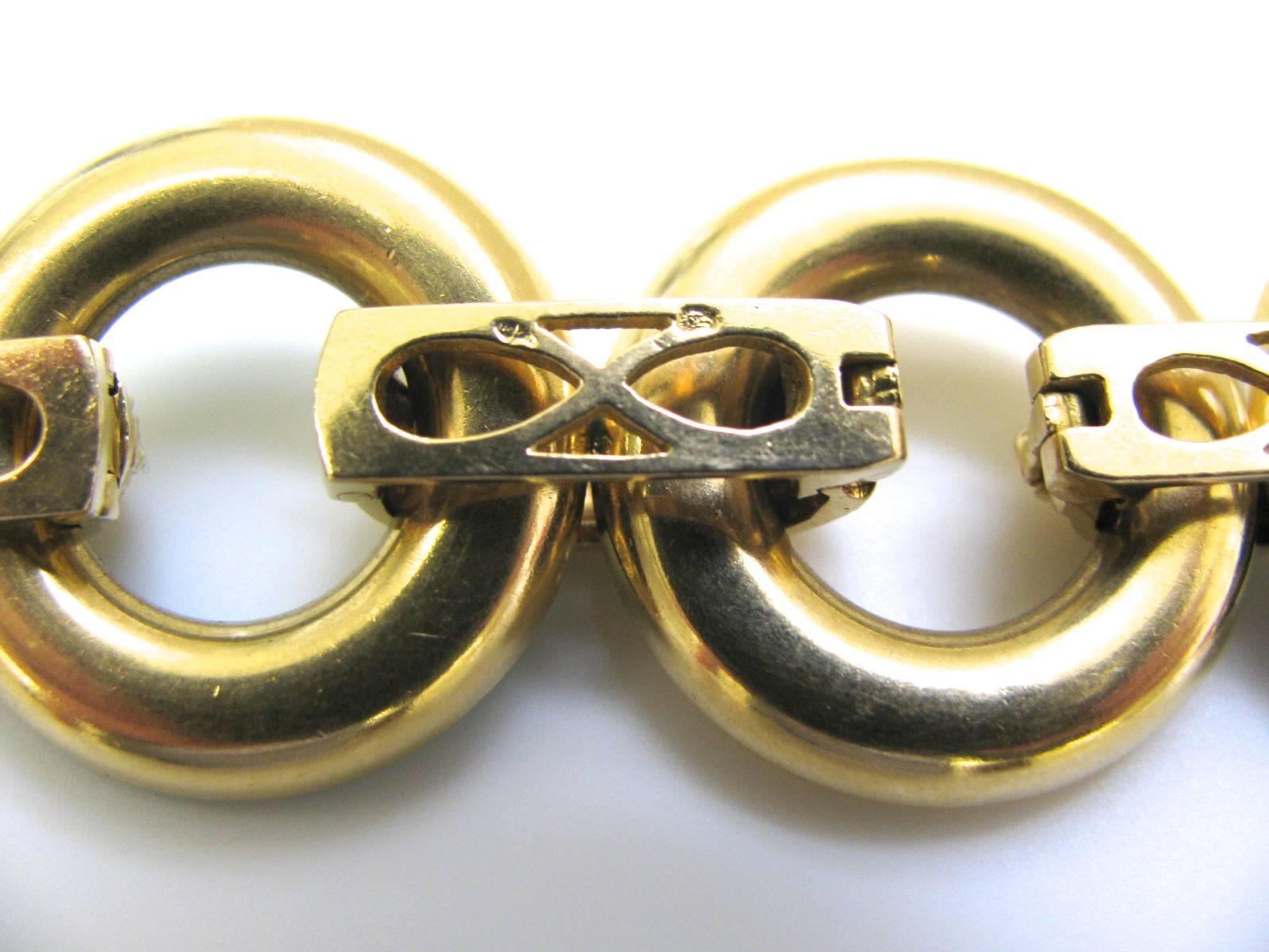 Modernist Ulmer et Cie Malachite and Gold Link Modular Reversible Bracelet, 1960s, French