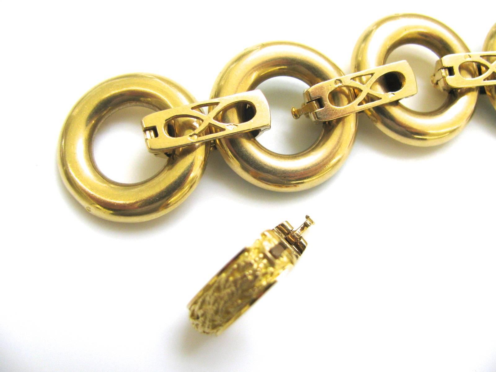 Women's Ulmer et Cie Malachite and Gold Link Modular Reversible Bracelet, 1960s, French
