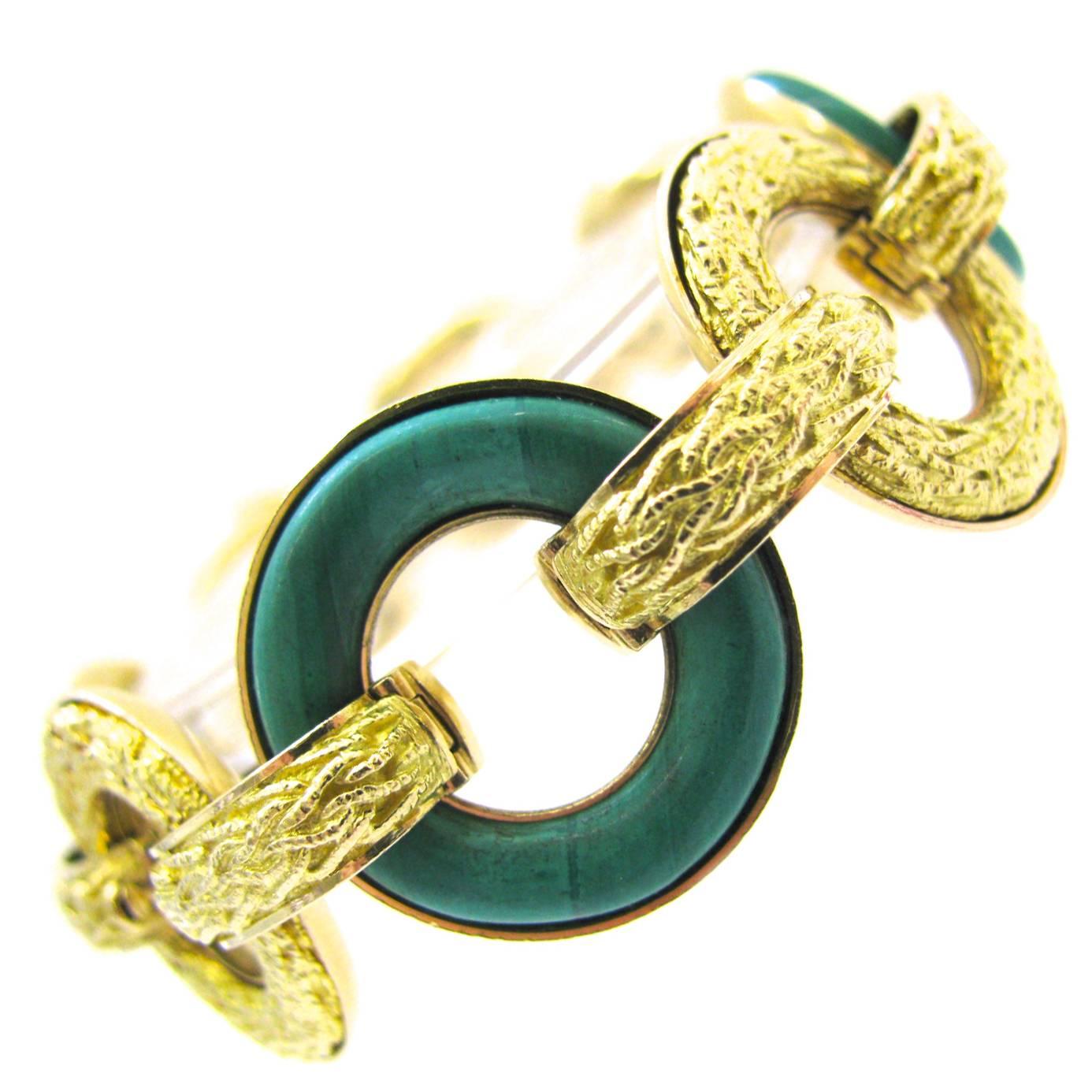 A Handsome French Malachite Bracelet/pendant/earring by Ulmer et Cie. The 7 3/4