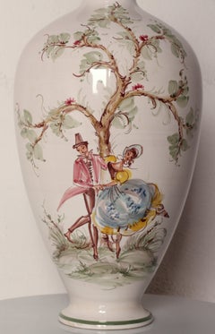 Ulmer Keramik pottery romantic VASE handpainted 1950s " Under the Cherry Moon "