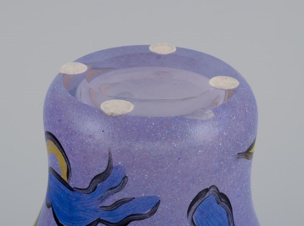 Ulrica Hydman Vallien for Kosta Boda. Art glass vase with fantasy animals For Sale 1