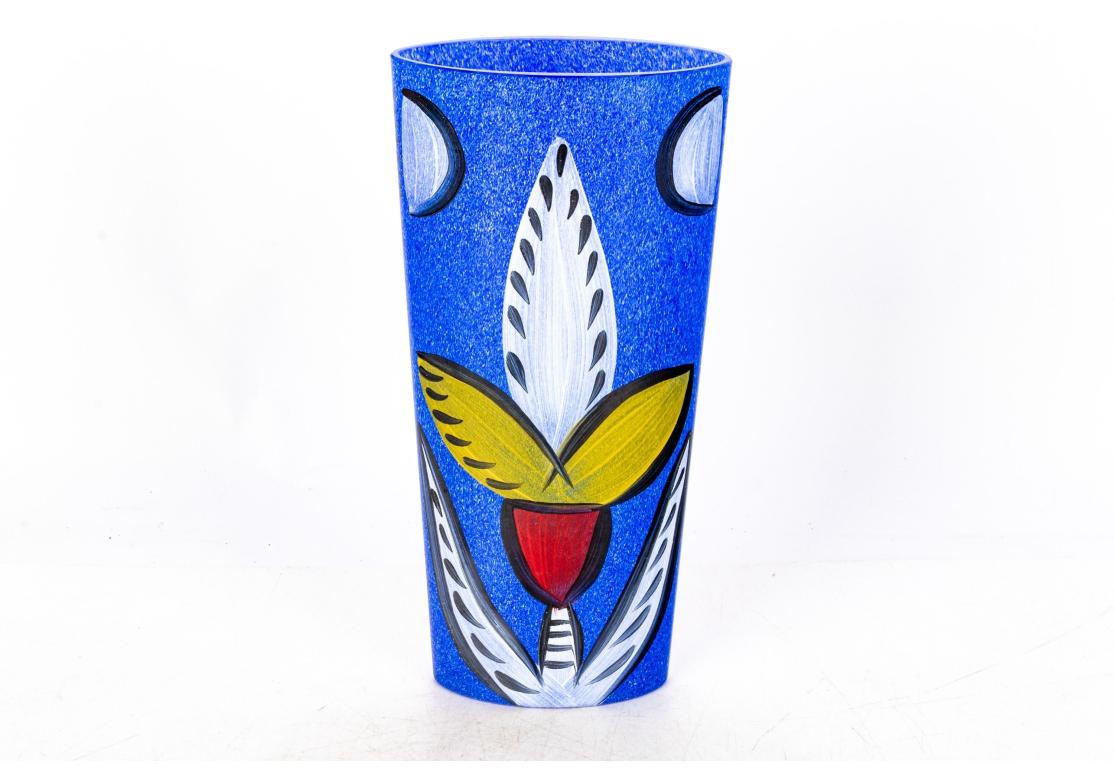 Ulrica Hydman-Vallien per Kosta Boda Vaso ellittico dipinto a mano in vendita 1
