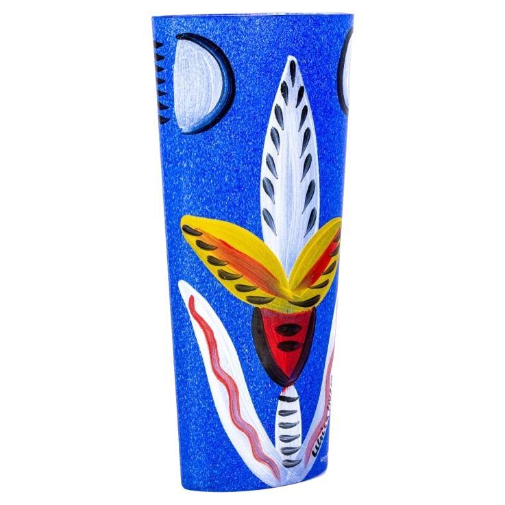 Ulrica Hydman Vallien For Kosta Boda Hand Painted Elliptical Vase