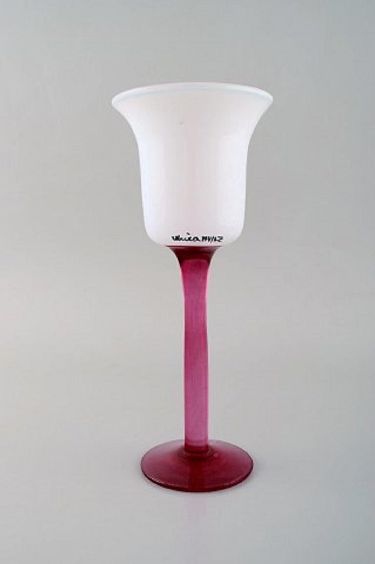 Swedish Ulrica Hydman Vallien for Kosta Boda, Hand Painted Wine Glass in Art Glass For Sale