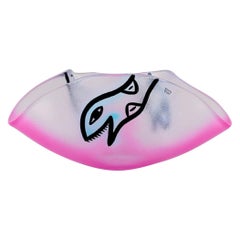 Ulrica Hydman Vallien for Kosta Boda, Large Bowl in Pink Mouth Blown Art Glass
