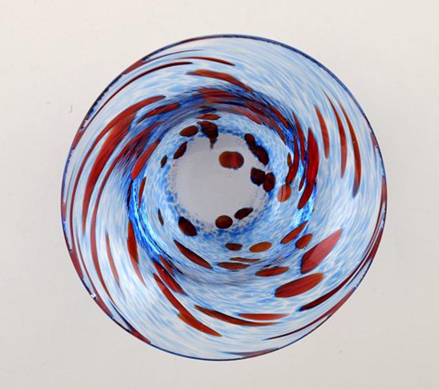 Scandinavian Modern Ulrica Hydman Vallien for Kosta Boda, Sweden, Bowl in Blue Mouth Blown Art Glass