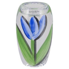 Ulrica Hydman Vallien for Kosta Boda, Sweden. Candlestick with floral motif.