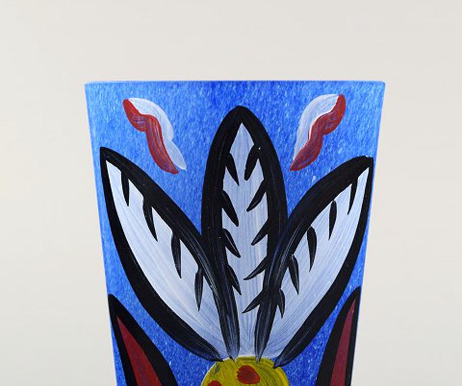 Scandinavian Modern Ulrica Hydman Vallien for Kosta Boda, Sweden, Vase in Blue Mouth Blown Art Glass