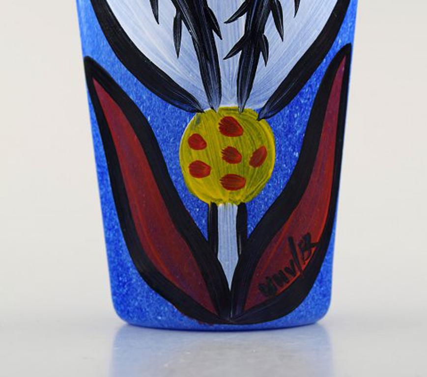 Swedish Ulrica Hydman Vallien for Kosta Boda, Sweden, Vase in Blue Mouth Blown Art Glass