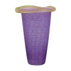 Ulrica Hydman Vallien for Kosta Boda. Vase in violet and yellow art glass.