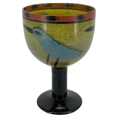 Ulrica Hydman Vallien - Grand bol en verre rare avec oiseau, Kosta Boda