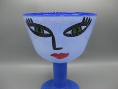 Ulrica Hydman-Vallien "Open Minds" Kosta Boda Art Glass Large Face Bowl Vase