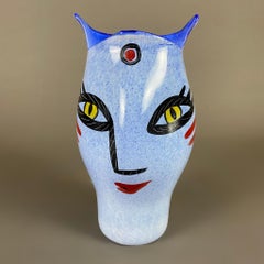 Ulrica Hydman Vallien's Open Minds Blue Face Flower Vase for Kosta Boda