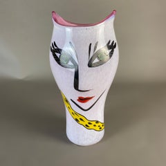 Ulrica Hydman Vallien's Open Minds Pink Face Flower Vase for Kosta Boda