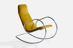 Ulrich Böhme, Fauteuil à bascule, acier, velours, Allemagne, 1971