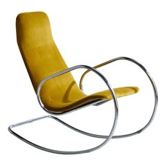 Ulrich Böhme, Fauteuil à bascule, acier, velours, Allemagne, 1971