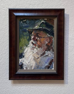 "Alpine Thoughts" - Original Impressionist Male Portrait, Oil Painting on Canvas