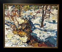 "At Lost Trail Pass" - Impressionist Winter Landscape, Oil Painting on Linen