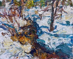 "At Lost Trail Pass" - Impressionist Winter Landscape, Oil Painting on Linen
