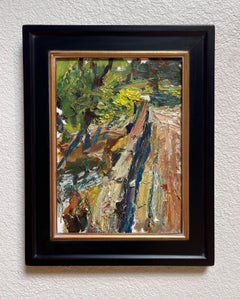 "Au pont (à Perrigny, Bourgogne)" (2025), peinture à l'huile originale sur lin