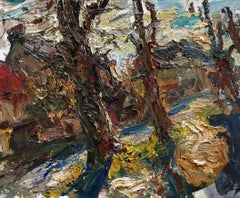 "Avant le printemps à Ravières" (2025), peinture originale de paysage à l'huile sur lin