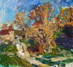 "Burgundy Landscape (February)" Oil Painting