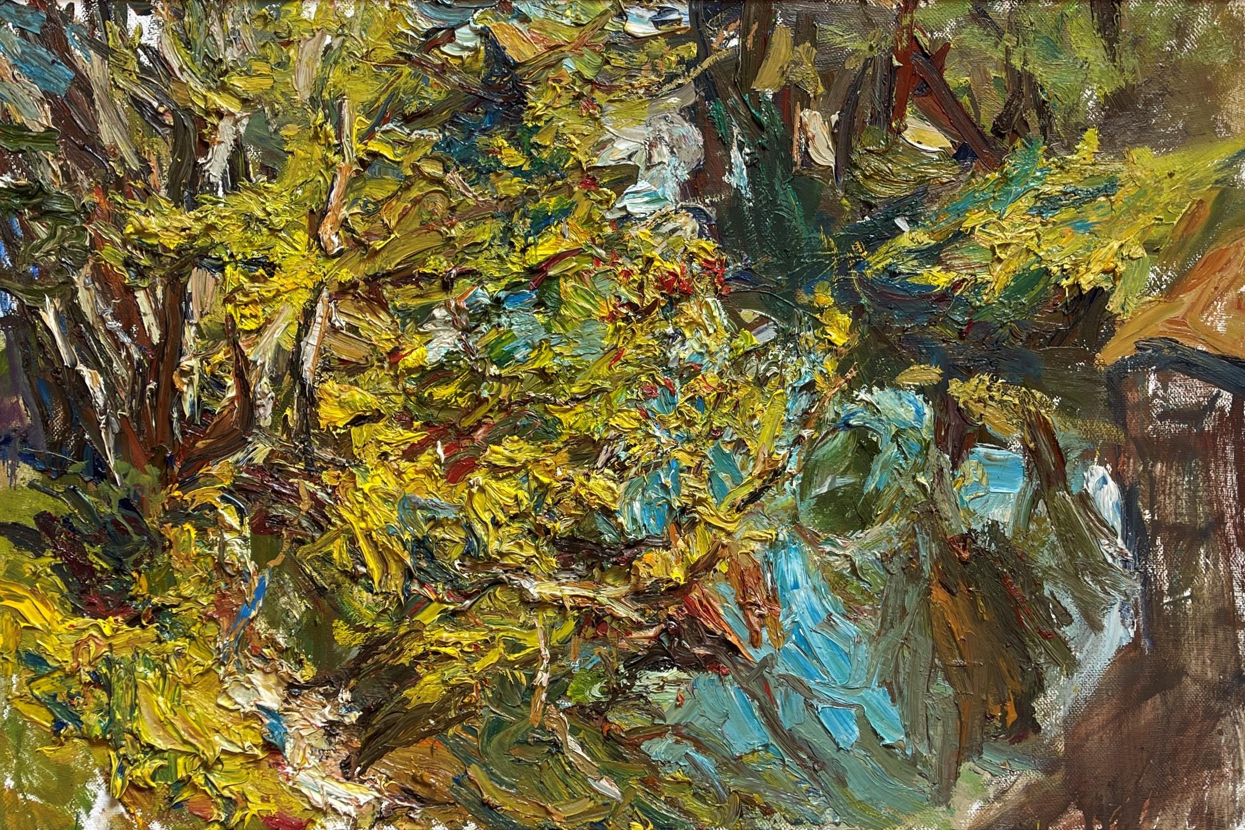 Figurative Painting Ulrich Gleiter - "Au bord de l'Armançon" (2025), paysage de neige original, peinture à l'huile sur lin