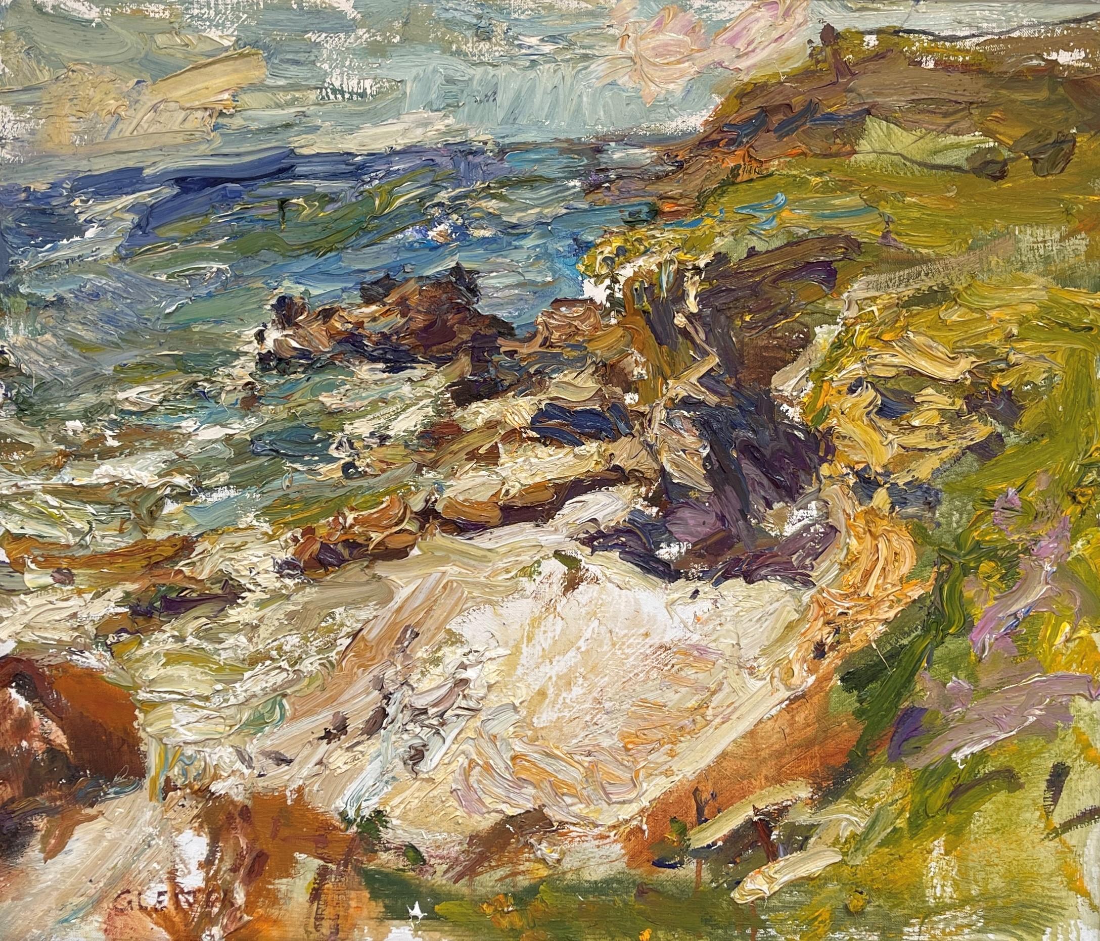 Ulrich Gleiter Figurative Painting - "Coast at Primelin (Brittany)" (2023), Original Landscape Oil Painting on Linen