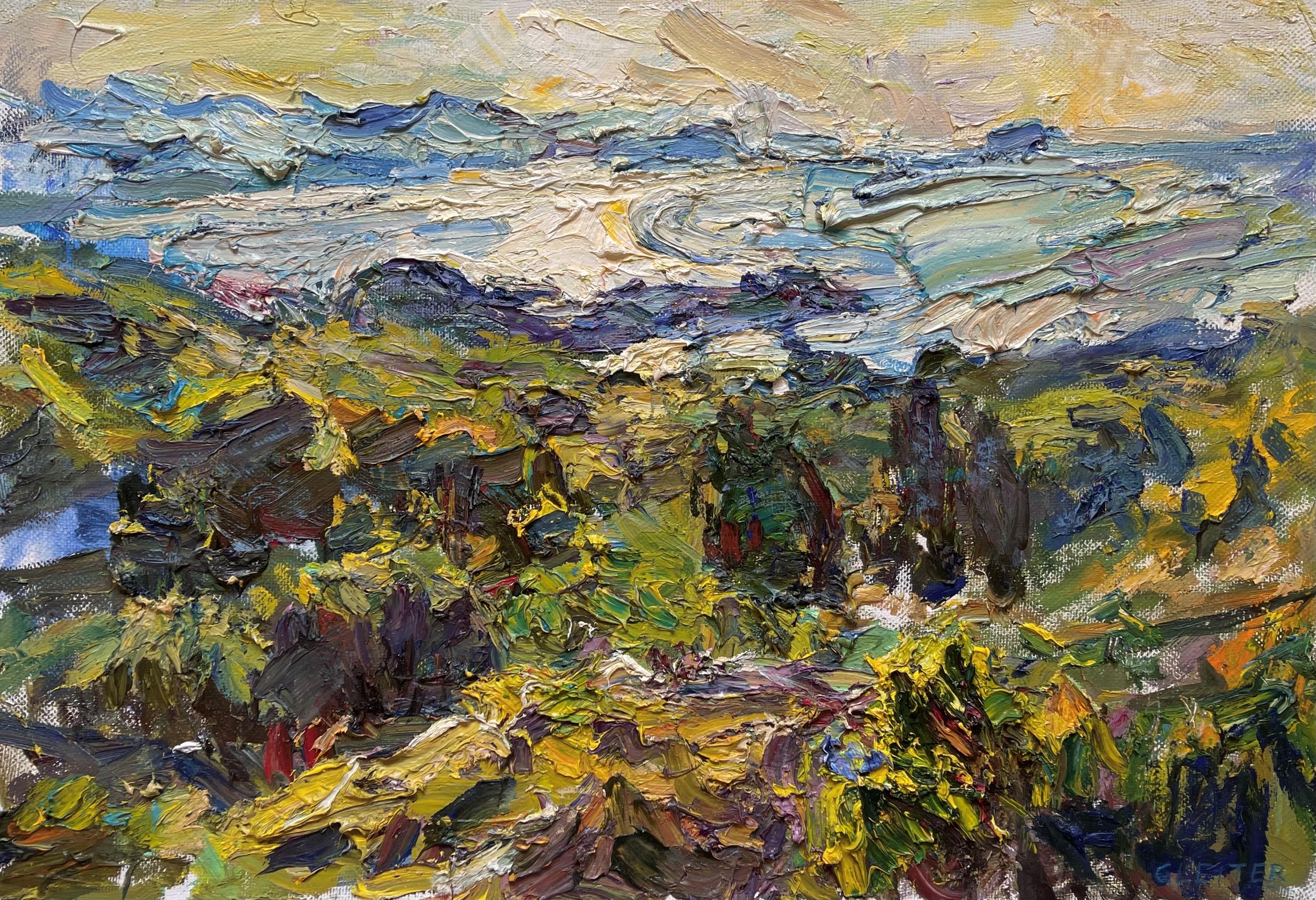Landscape Painting Ulrich Gleiter - Peinture à l'huile de la côte du Dalmatian (près de Dubrovnik)