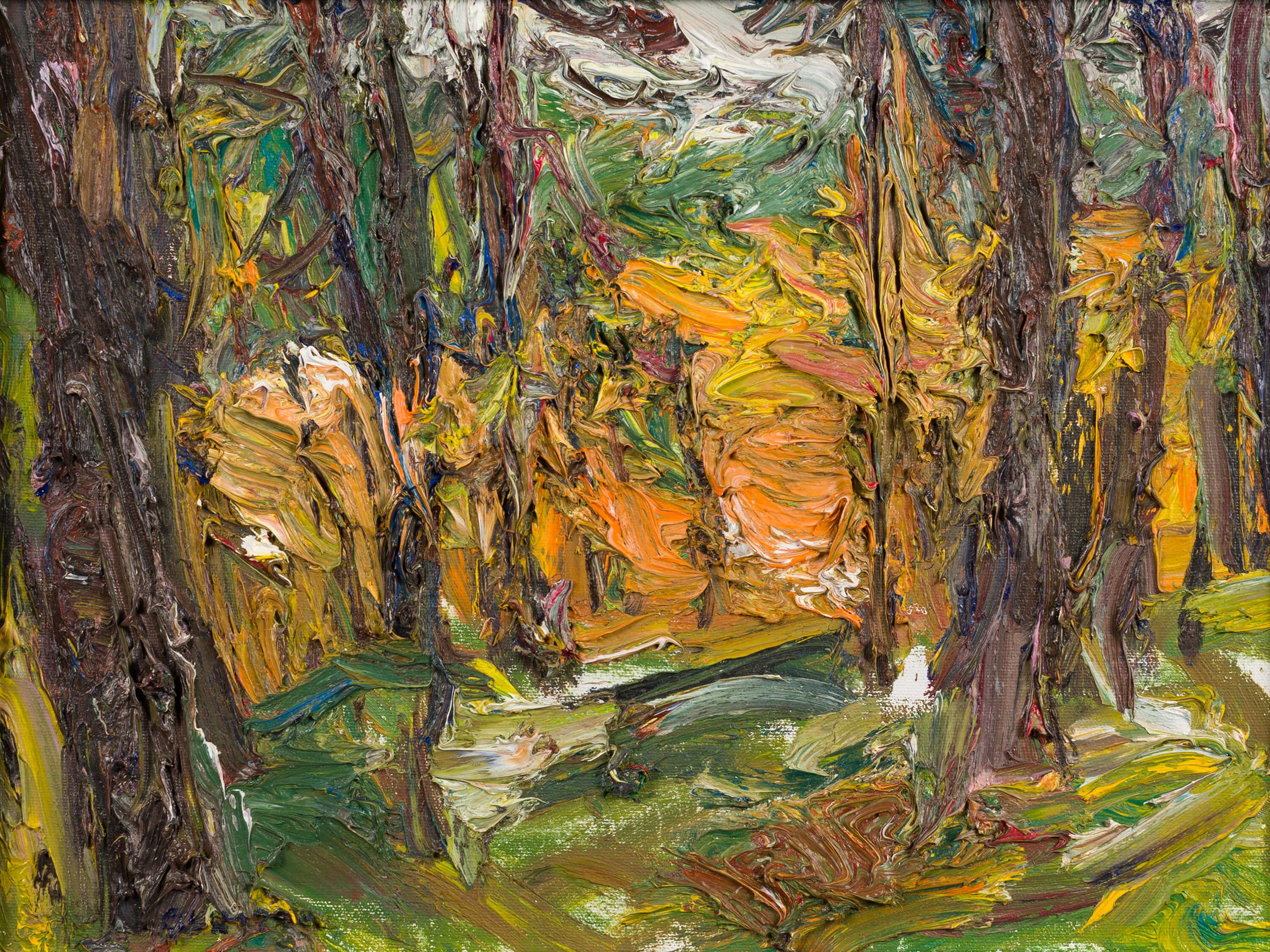 Ulrich Gleiter Figurative Painting - "Fall Colors" (2022), Original Forest Landscape - Oil Painting on Linen