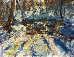 "March Melting Snow" (2024), Original Forest Landscape - Oil Painting on Linen