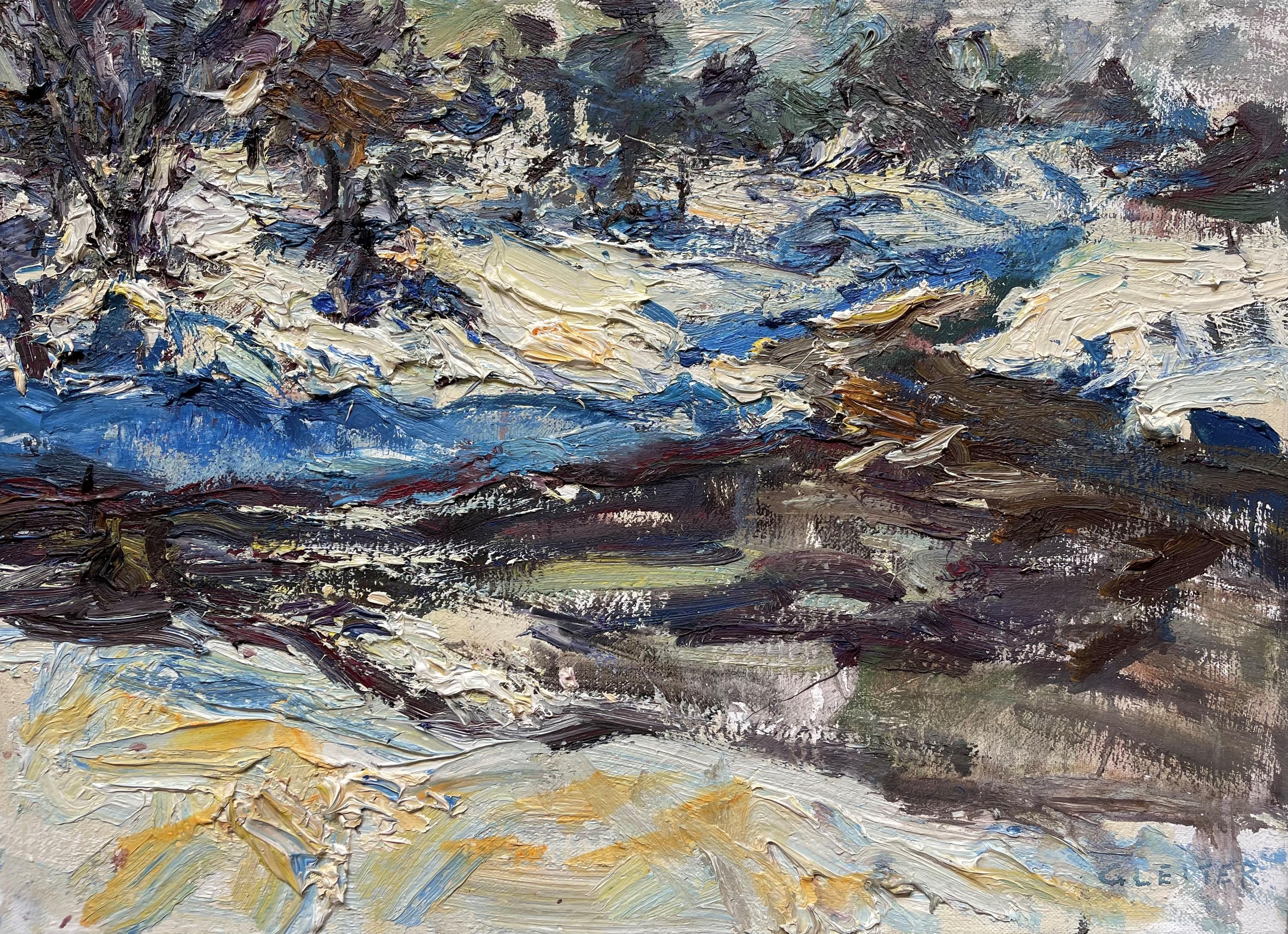 Ulrich Gleiter Landscape Painting – „Schmelzendes Schnee Schwedisches Lapland“ Ölgemälde
