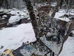 "Snowy Creek" (2024), Original Snowy Landscape, Oil Painting on Linen