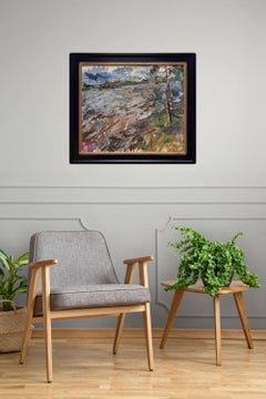 "Stormy Day Northern Lakes" (2022), Original Landscape Oil Painting on Linen