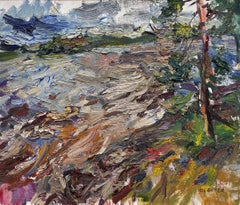 "Stormy Day Northern Lakes" (2022), Original Landscape Oil Painting on Linen