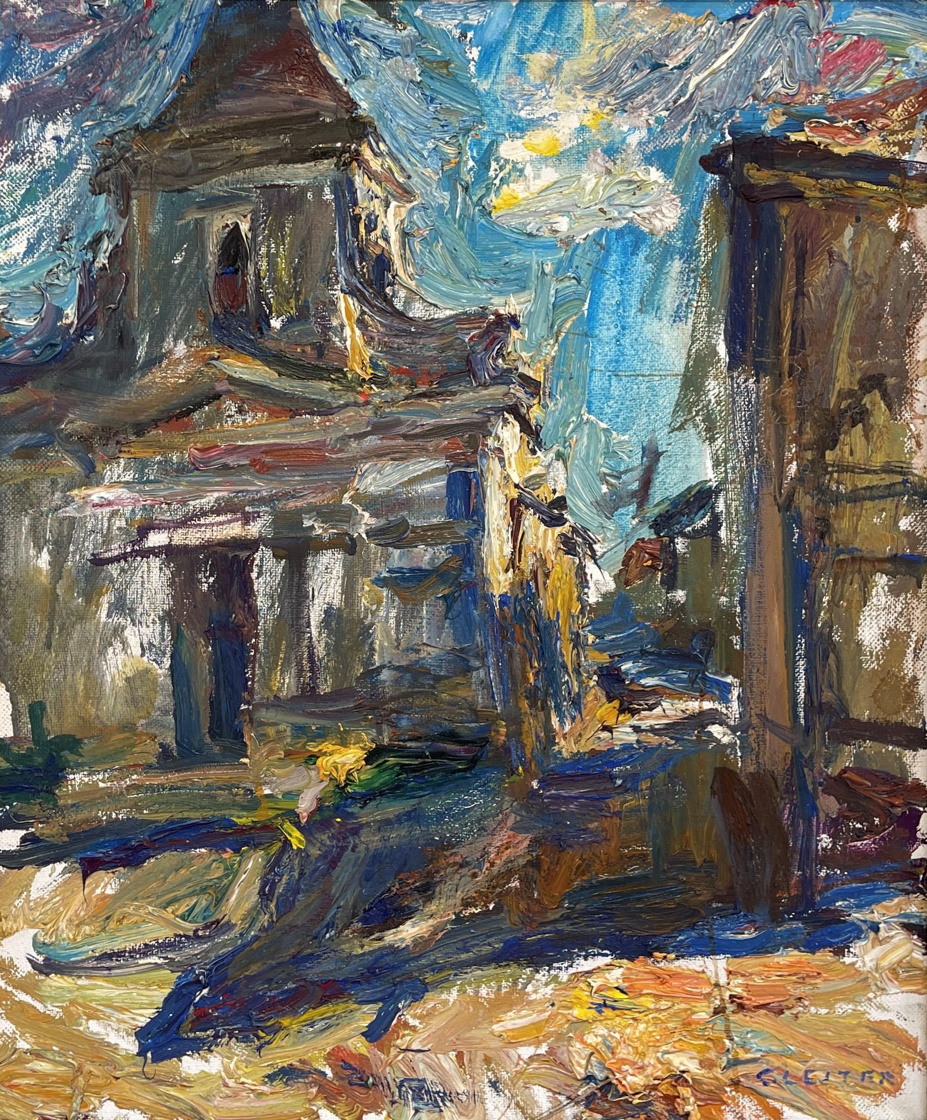 Ulrich Gleiter Figurative Painting - "Summer Day in a French Town" (2011), Original Cityscape - Oil Painting on Linen