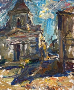 "Summer Day in a French Town" (2011), Original Cityscape - Oil Painting on Linen