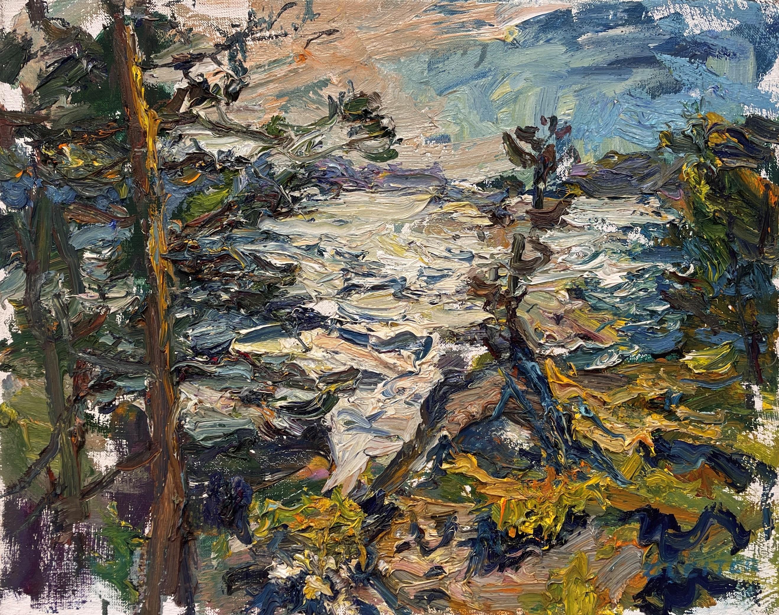 Ulrich Gleiter Landscape Painting – "Sommer am See" (2022), Original Landschafts-Ölgemälde auf Leinen