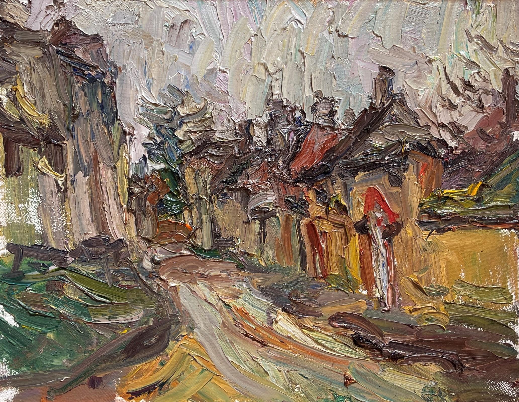 Figurative Painting Ulrich Gleiter - "Vézelay dans le brouillard" (2025), peinture à l'huile originale de paysage brumeux sur lin