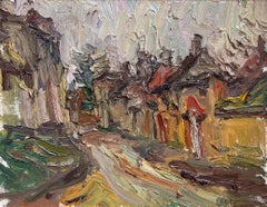 "Vézelay dans le brouillard" (2025), peinture à l'huile originale de paysage brumeux sur lin