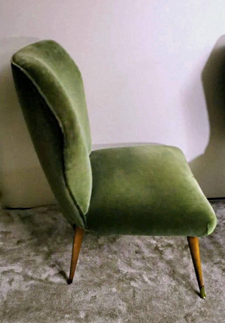 Paire de fauteuils italiens vintage de style Ulrich Guglielmo en velours de coton en vente 3