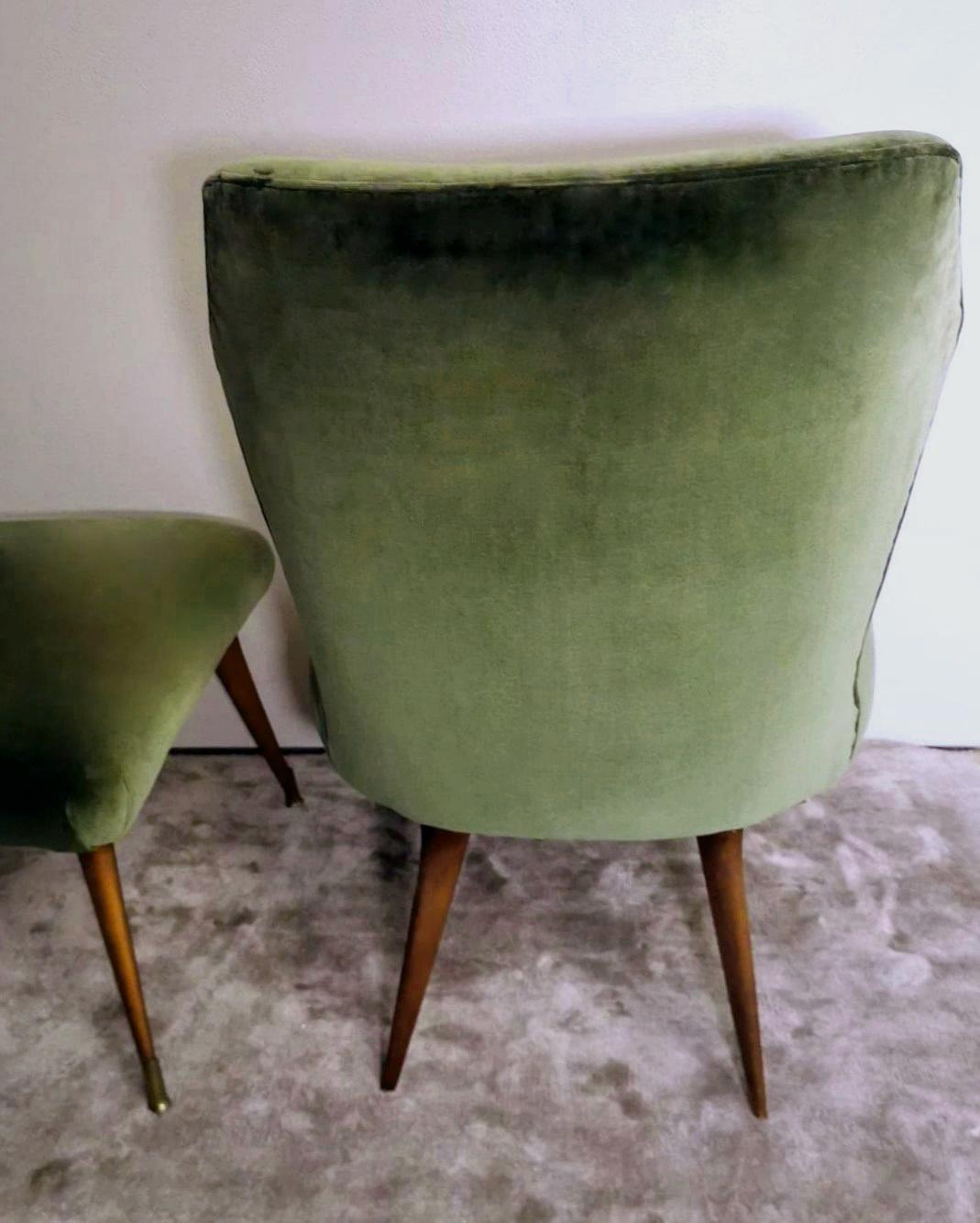 Paire de fauteuils italiens vintage de style Ulrich Guglielmo en velours de coton en vente 4